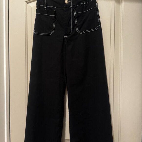 The Colette Cropped Wide-Leg Pants by Maeve: Contrast-Stitch Edition - Picture 3 of 3